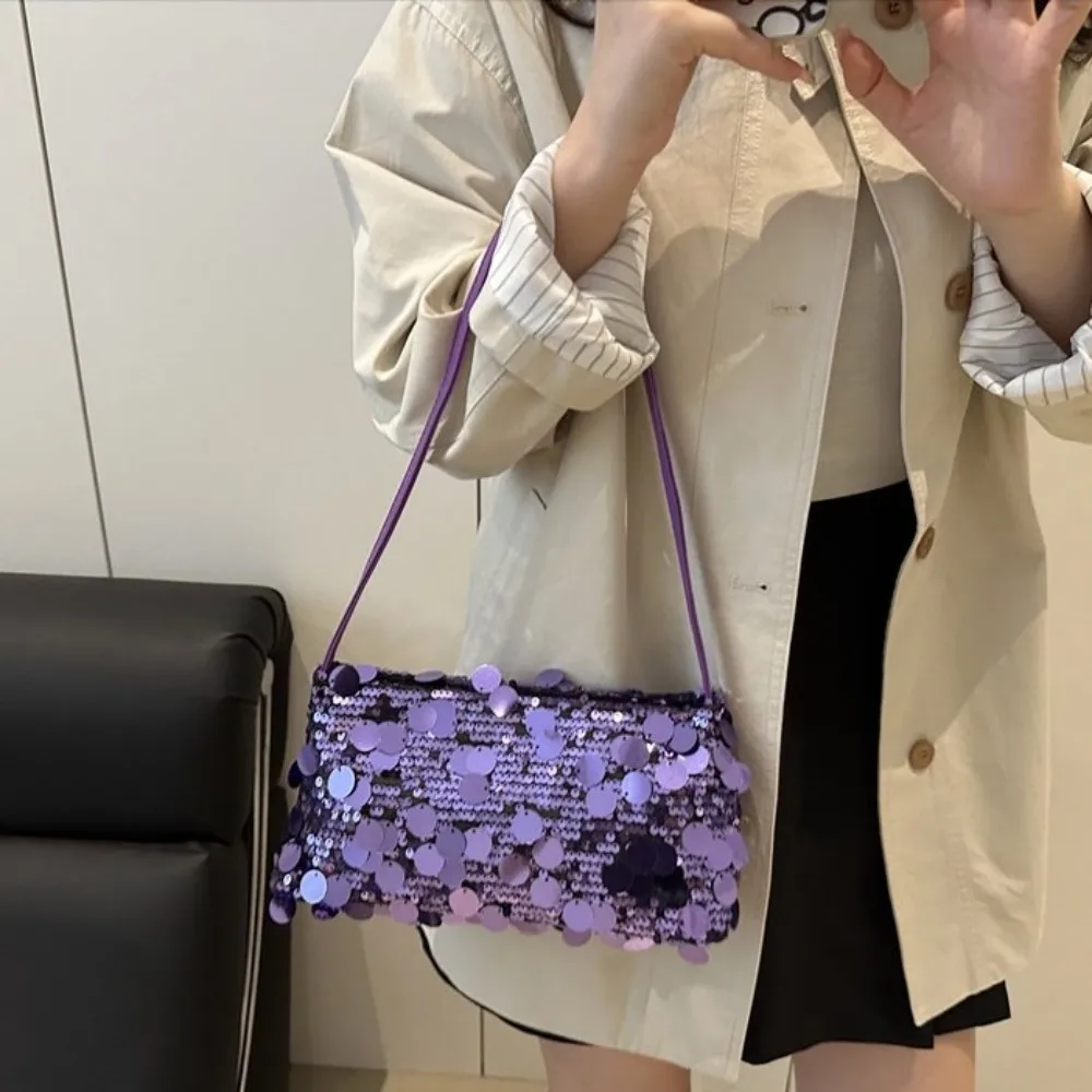 Fashion Solid Color Sequin Crossbody Bag Blingbling Canvas Cloth Messenger Bag Handbag Glitter Shoulder Phone Bag Party