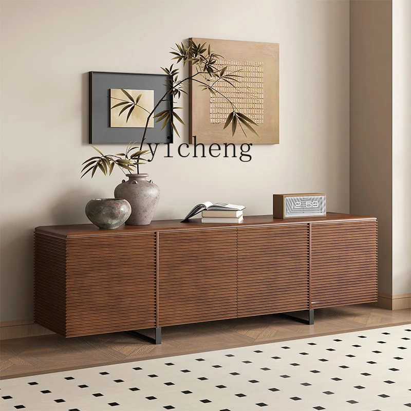 

ZZ black walnut side cabinet integrated against the wall Nordic living room storage cabinet