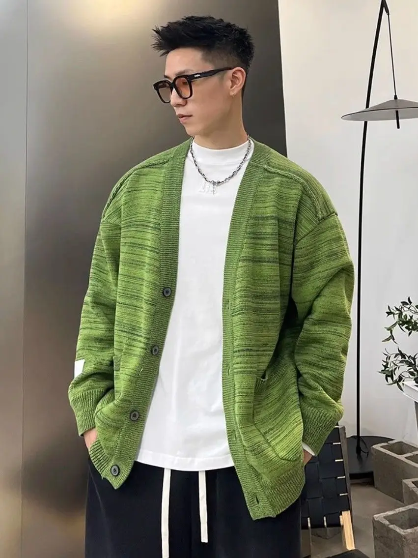 

New cardigan sweater men's autumn and winter fashion trendy versatile knitted jacket men's sweater large-size casual jacket