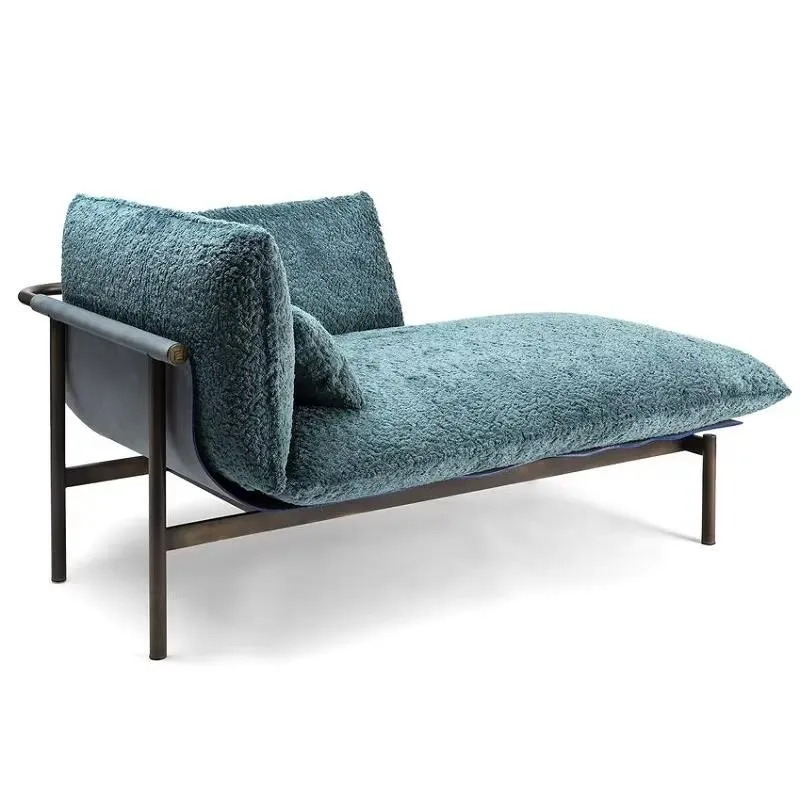 Deckchair villa furniture stainless steel frame Italian modern home light luxury 3-seat hotel loft fabric sofa sofa