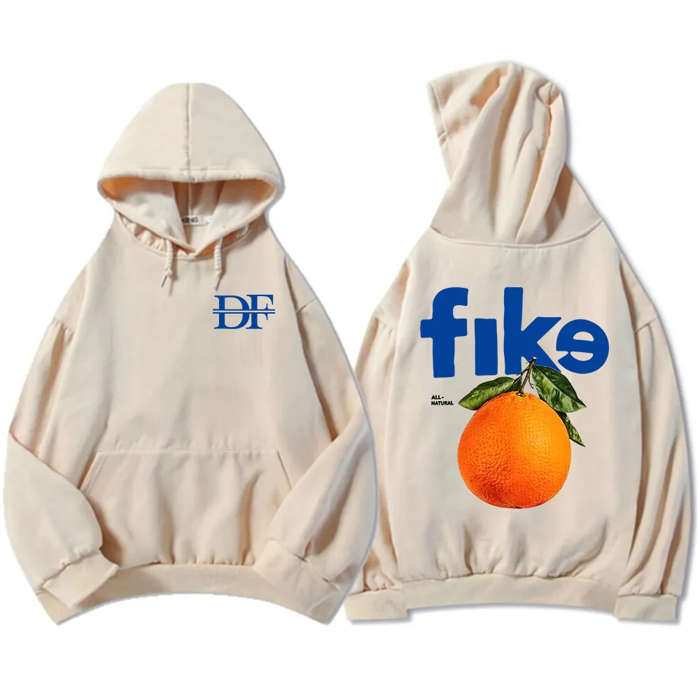 Dominic Fike Orange Strawberry Hoodies Vintage Fruit Graphic Sweatshirt for Men Women Print Pullover with Kangaroo Pocket Unisex