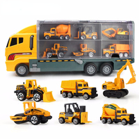 Big Trucks Set Mini Alloy Diecast Car Model Toys Vehicles Carrier Truck Helicopter Tank Fire Truck Engineering Car Toys For Kids