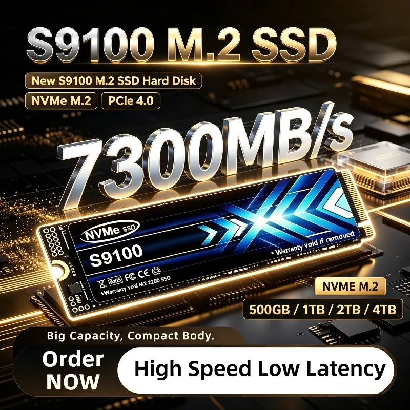 2026 New S9100 M.2 SSD Hard Disk, 500GB 2TB 4TB 7300MB/s NVMe M2 SSD PCIe 4.0 Internal Solid State Drive, For Desktop Laptop PC.