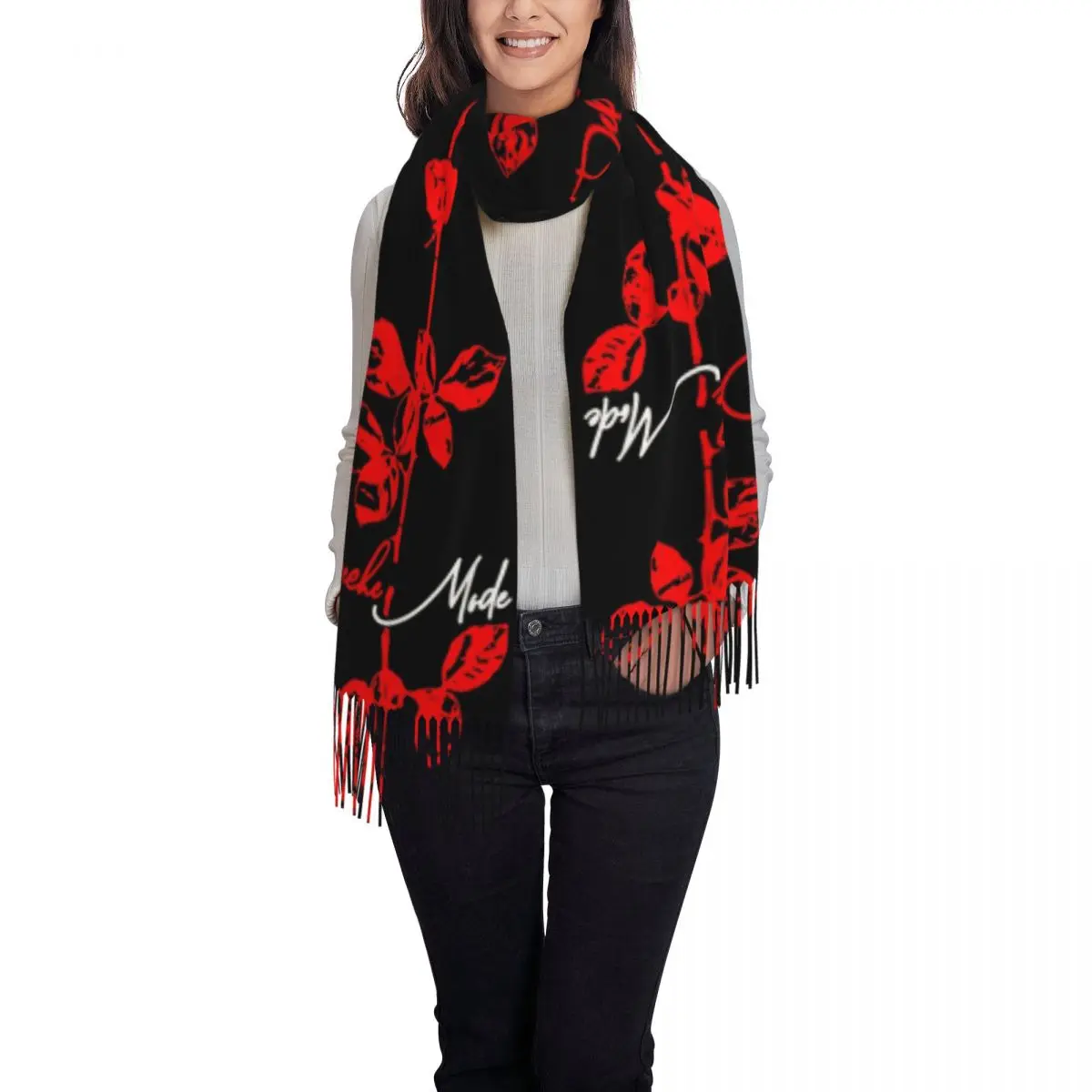 Depeche Cool Mode Music Violator Scarf Tassel Scarves for Women Soft Warm Shawls and Wraps Long Fall Winter Shawl Wrap