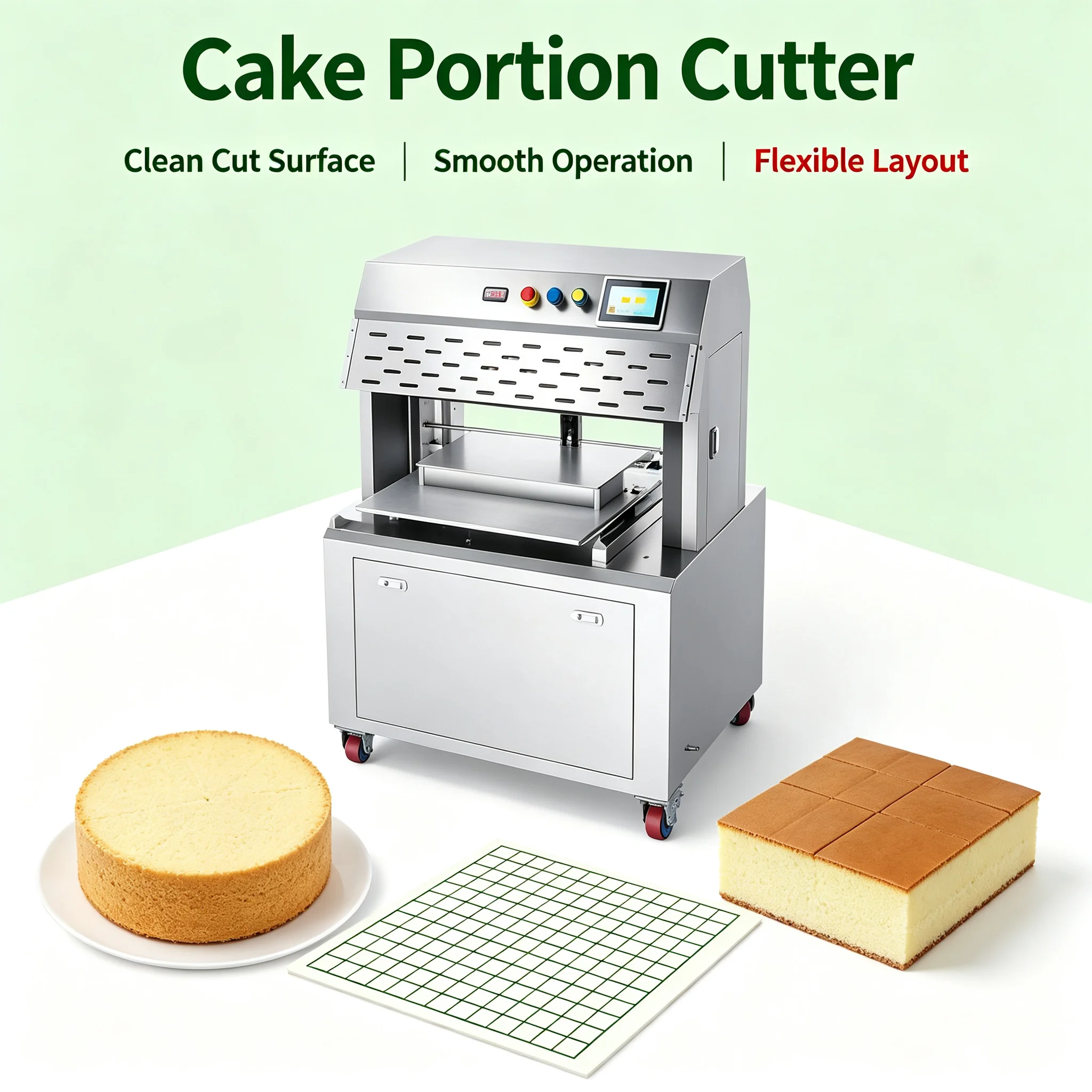 Industrial Cake Cutting Machine Touch Screen Control Slicer For Square Rectangular Roll Cheese Cakes Custom