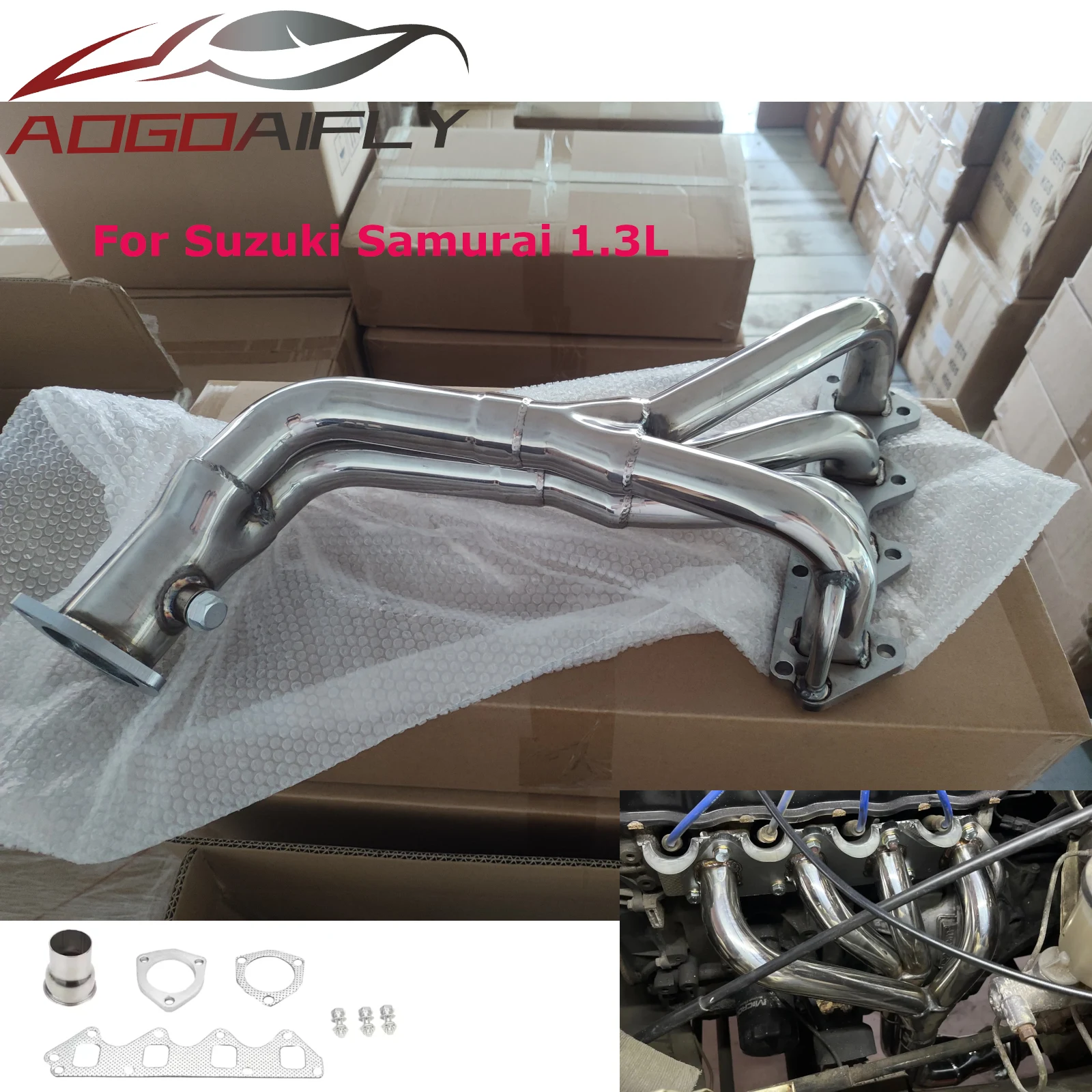 Colector de escape de acero inoxidable para Suzuki Samurai y Geo Tracker 1.3L 1.6L L4 motor de 8 válvulas
