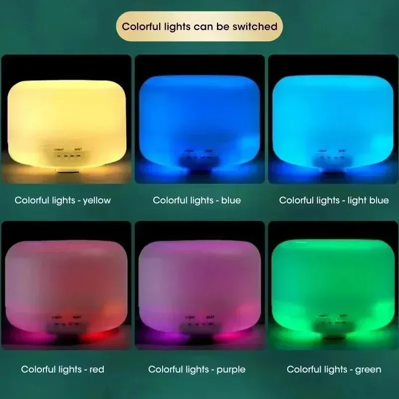 USB Essential Oil Diffuser Aroma Diffuser With Colorful Night Lights Mini Humidifier For Car Home Bedroom 500ML Air Humidifier
