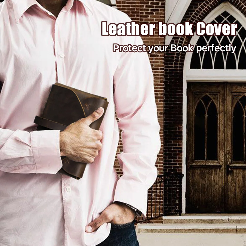 Custom Vintage Cowhide Book Case Church Bible Protective Carrying Cover Bag with Handle Perfect Gift for Men Women Father Kids