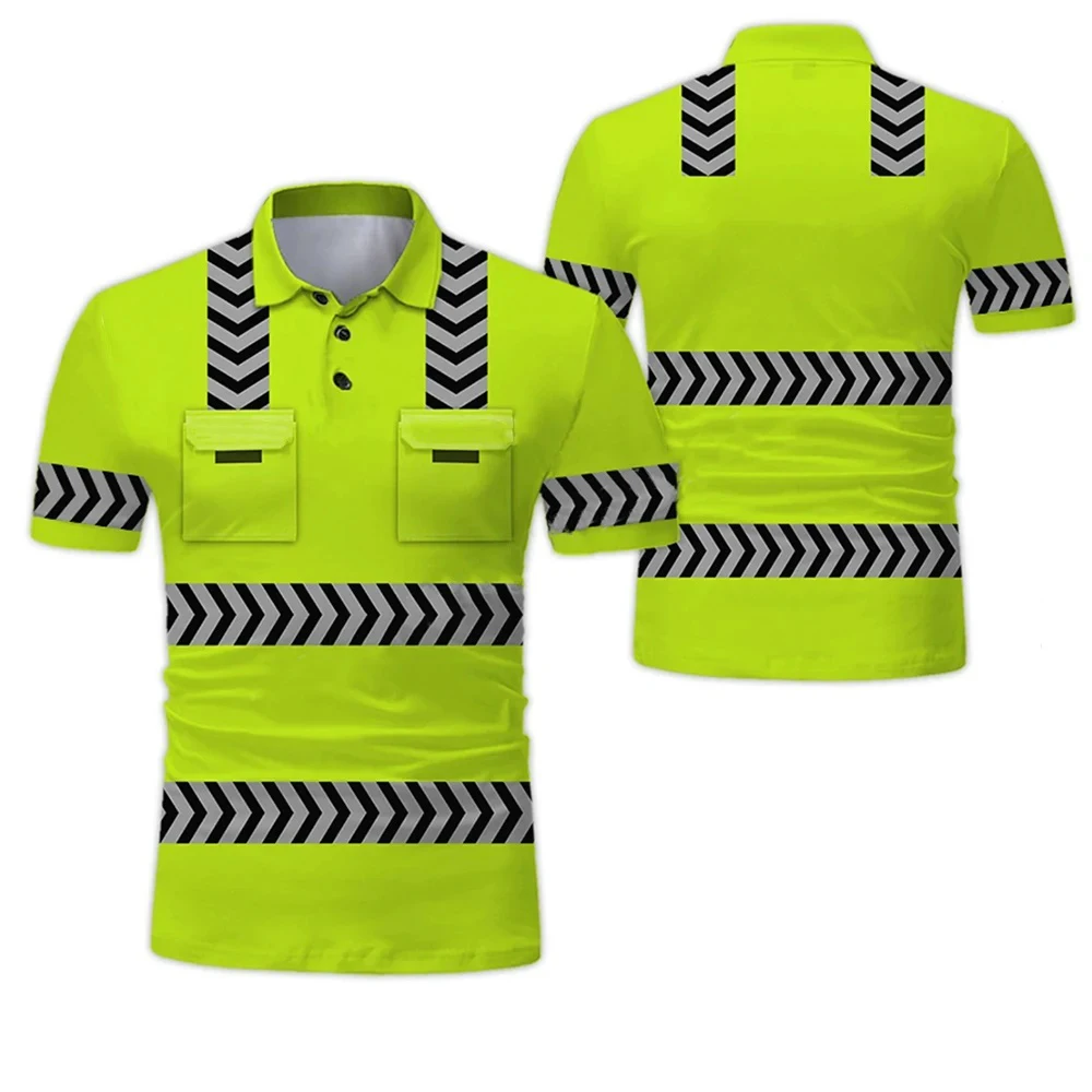 Uniforme da lavoro Polo stampata in 3D da uomo Casual moda abbigliamento da lavoro bottone risvolto camicia a maniche corte uomo Tees top