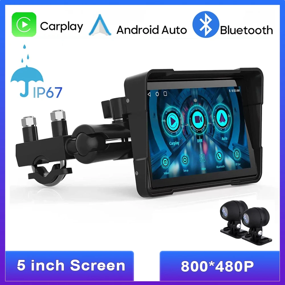 

5 Inch Navigation Motorcycle Wireless Apple Carplay Android Auto Moto Navi GPS Navigator for Motorcycle IPX7 Waterproof Screen