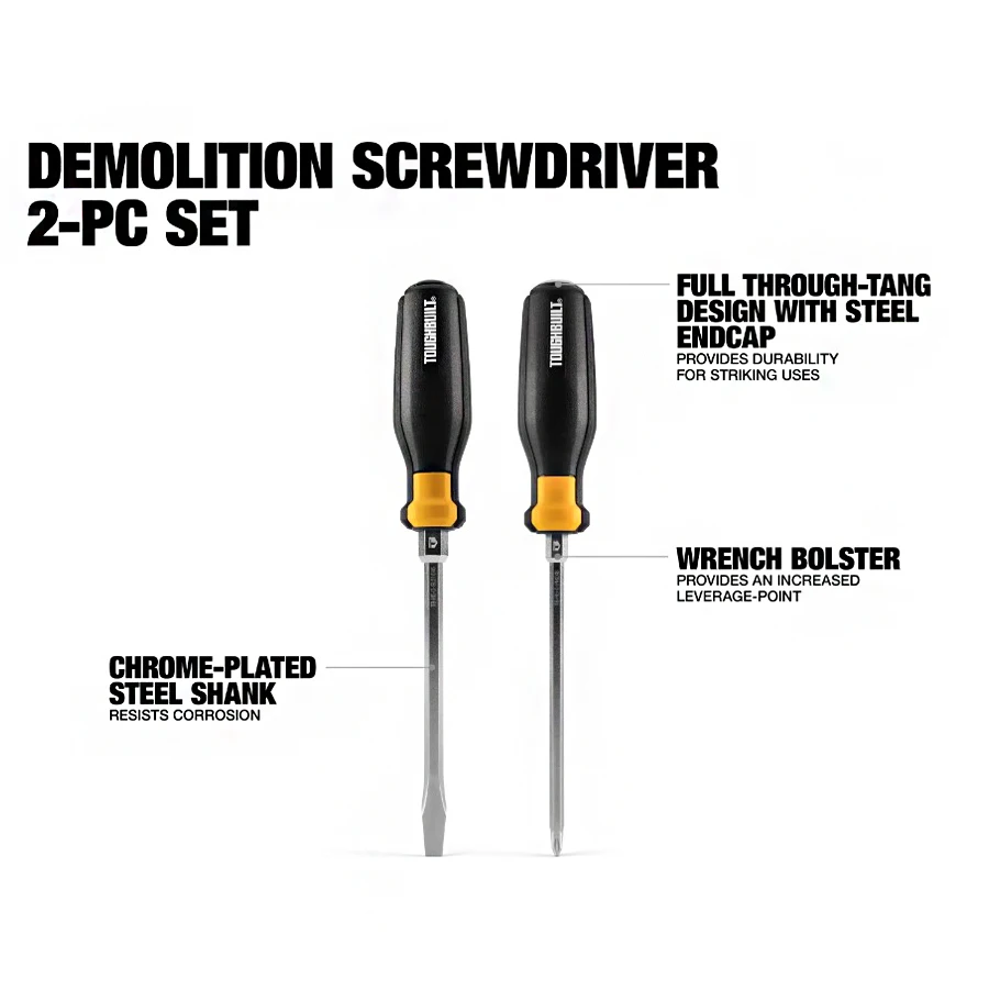 TOUGHBUILT TB-H5S2-D 2Pcs Demolition Screwdriver Set perforated screwdriver set Hand Tools