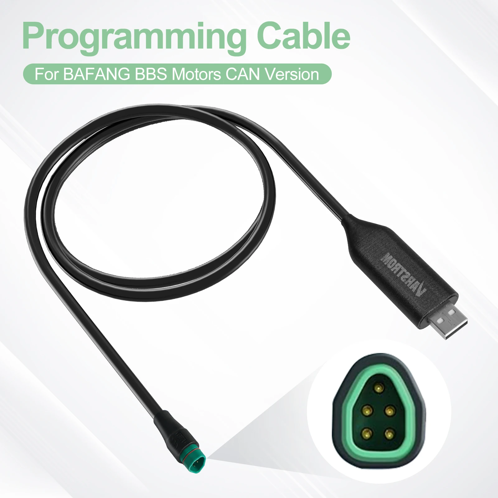 CAN Protocol USB Programming Cable for BAFANG Mid Drive Motor - Compatible with BBS01B BBS02B BBSHD CAN Version, 5PIN Waterproof Connector, 110cm, Tune PAS Levels & Throttle Output, 8fun Ebike Programming Tool