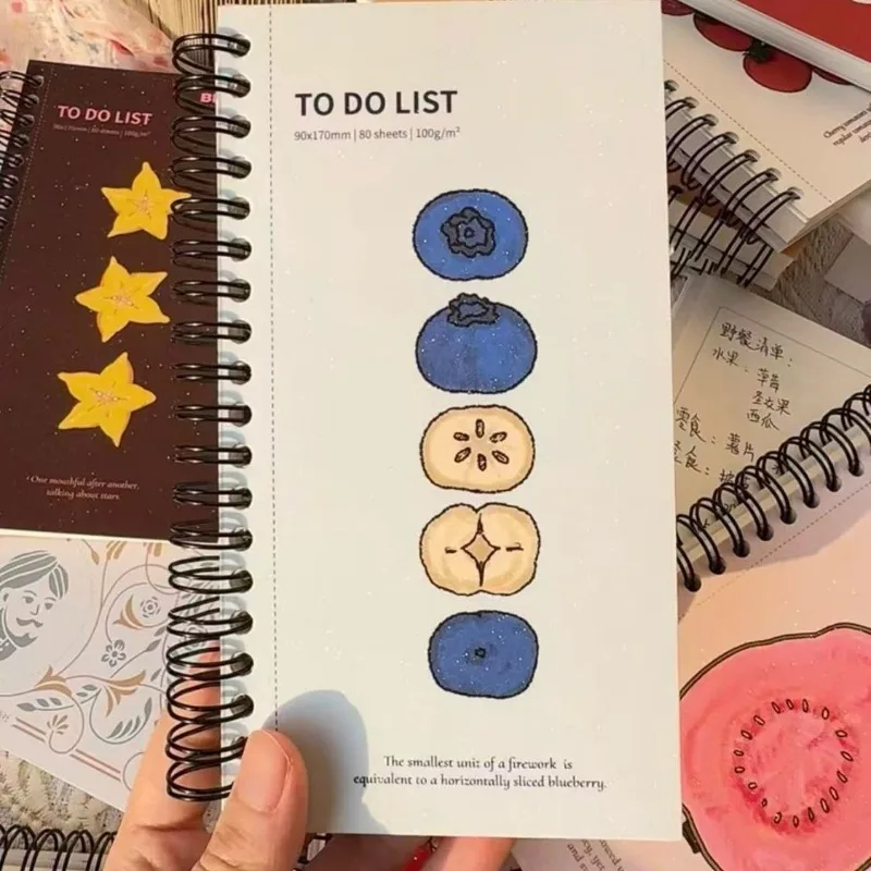 Fruit Plan Book High Value Notebook Portable Coil Book Student T Self Discipline Clock in Pocket Book Journals  Cute Notebook