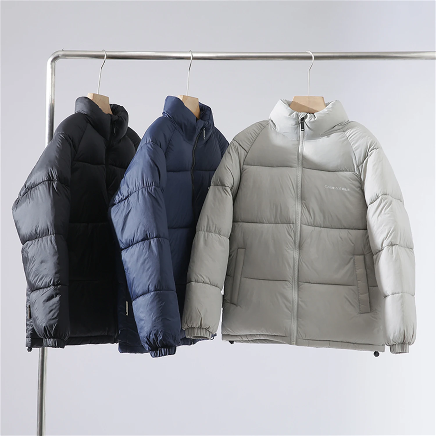 

Thiened Tech Cotton Puffer Jaet Stand Collar Lightweight Fluffy Warm Winter Youth Casual Long Sve Stand Fit Cotton ...