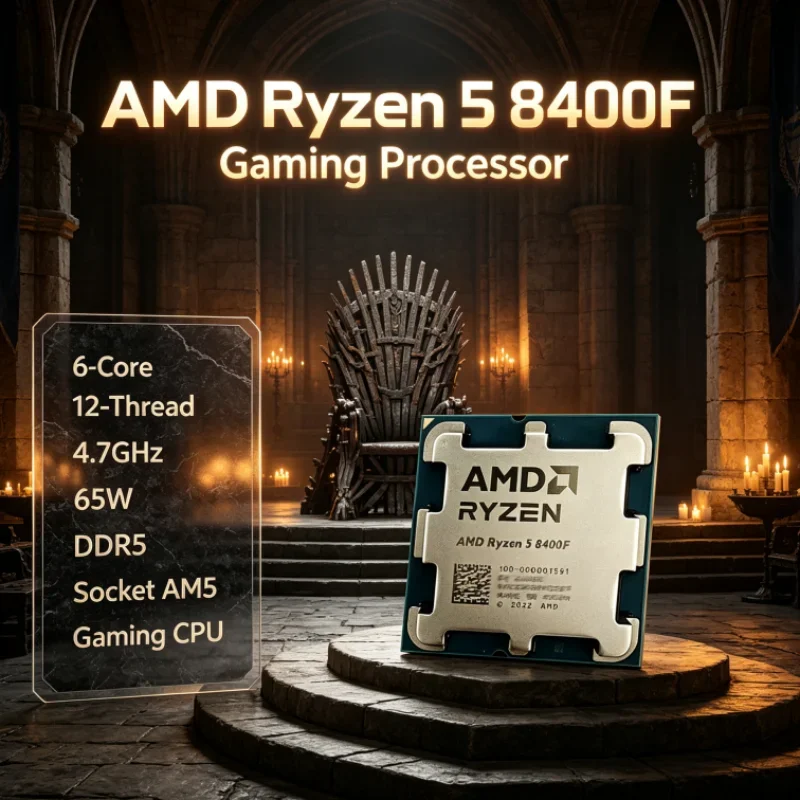 AMD Ryzen R5 8400F Desktop Processor 6-Cores 12-Threads DDR5 65W PCIe 4.0 Zen 4 Socket AM5 4.7GHz for Design