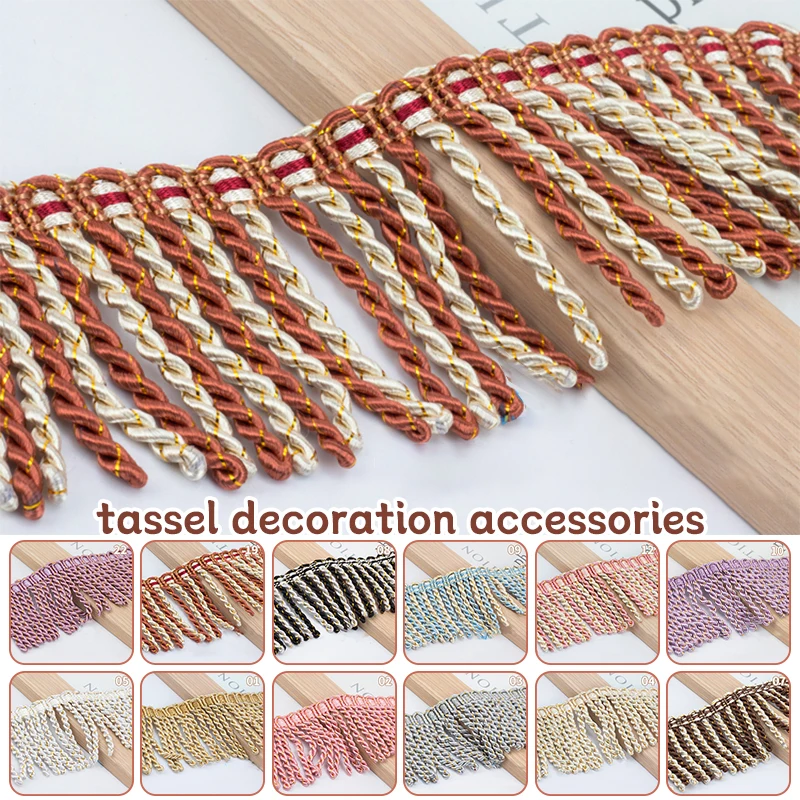 11Mx8cm Twist Tassel Fringe Trim Cord Gold Rope Lace Ribbon Trim Braided For Sewing Garment Shoes Bag Material Diy Accessories