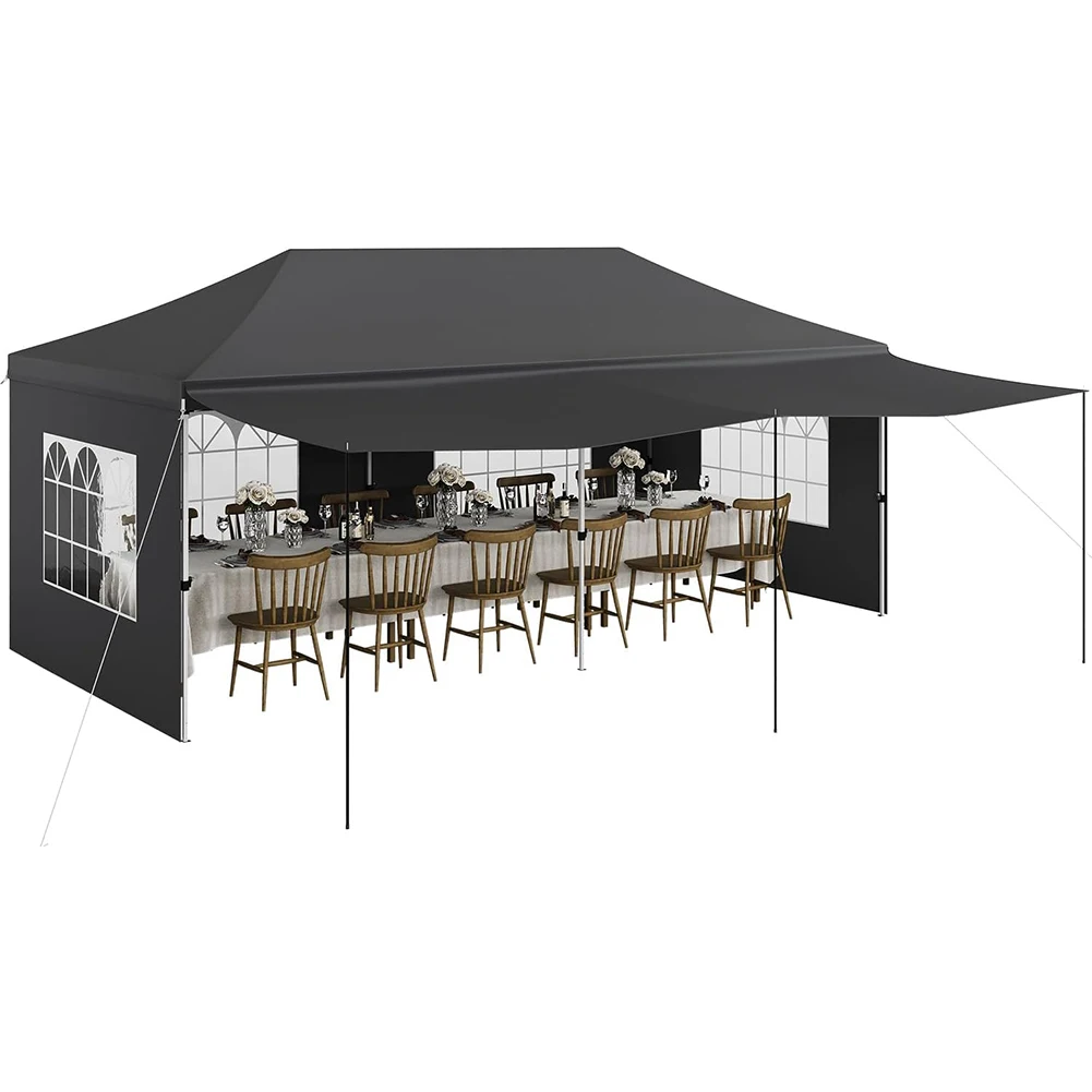 

10x20 Pop Up Canopy, for Parties with Roller Bag, 10x20 Tents with 6 Removable Sidewalls, Upgraded Thickened Legs, 6 Sand Bags,