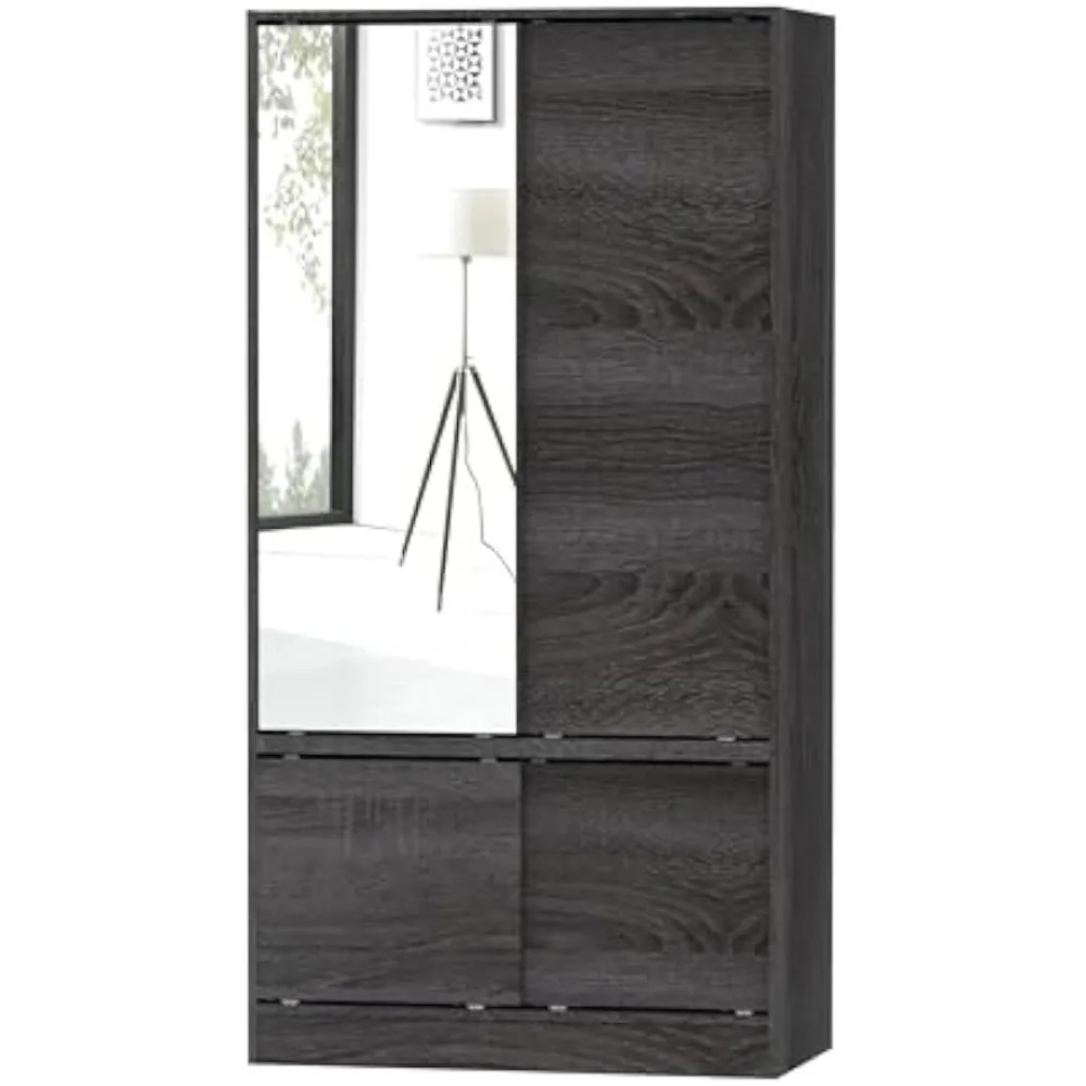 

Charred Oak Wardrobe Organizer Cabinet 18.9"D x 36.6"W x 71.25"H Engineered Wood