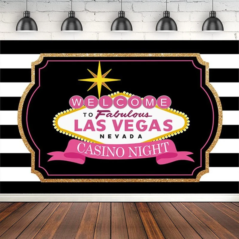 Las Vegas Photography Backdrop Casino Night Fabulous Birthday Party Decor Background Poster Photo Studio Nevada Stripes Banner