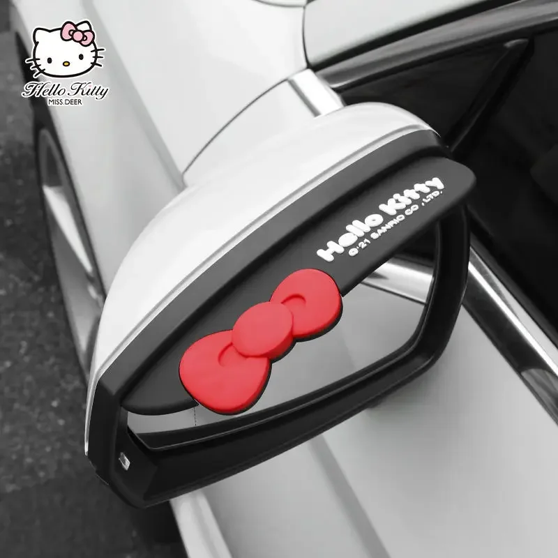 2pcs Hello kitty Kawaii Car Rearview Mirror Rainproof Sticker Car Window Cartoon Rainshield Reflector Decorative Sticker Sanrio