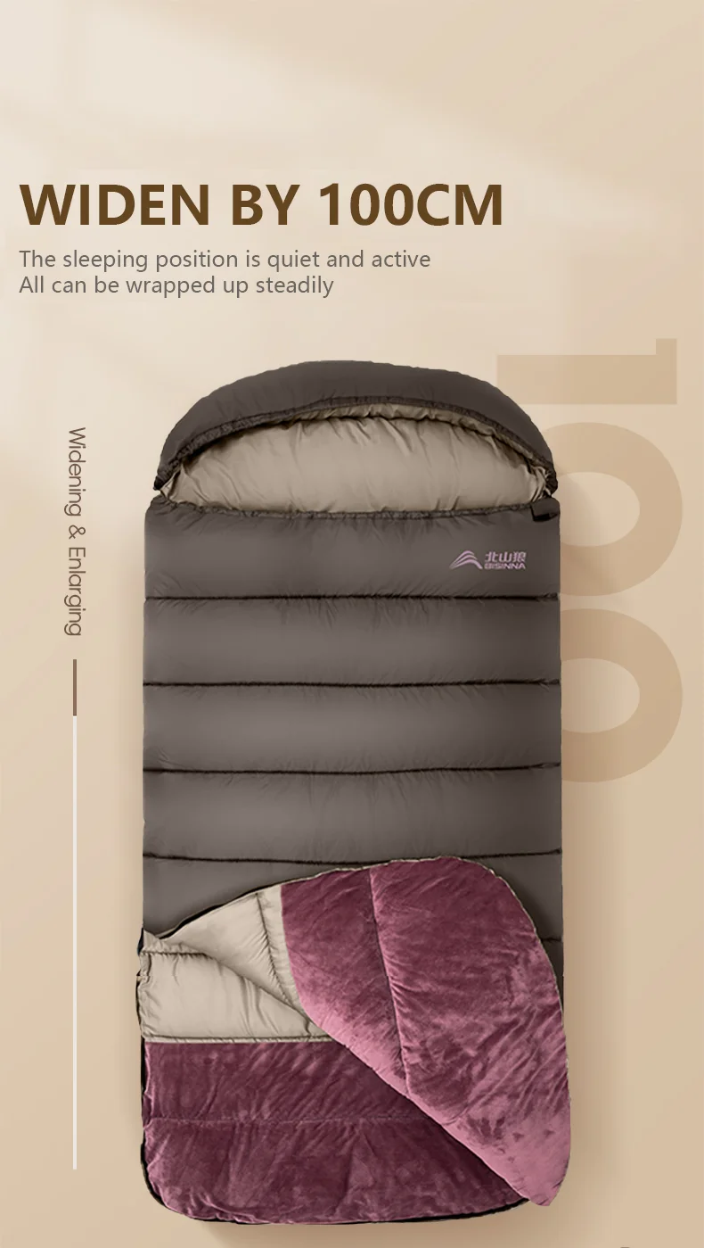 BISINNA Upgrade XL Camping-Winterschlafsack, leichter, breiter Schlafsack für Erwachsene, für Ausflüge, Outdoor, Wandern, Picknick, Angeln – Detail 1