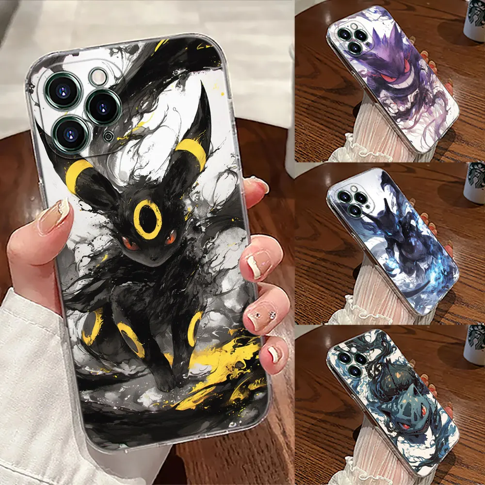 

Pokemons Umbreon Gengar Draw Transparent Case For Apple iPhone 17 16 15 14 13 12 11 Pro Max 16 Plus 16E 17 Air 17Pro Phone Cover