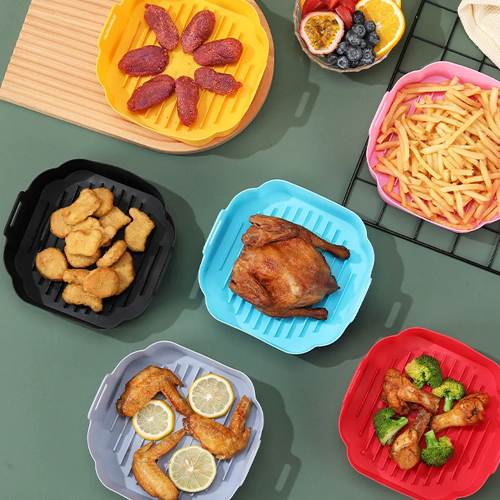 

Silicone Bakeware 8.5 Inch Square Tray Air Fryer Oven Reusable Pot Non Stick Liner Kitchen Tool Baking Pan Cookware