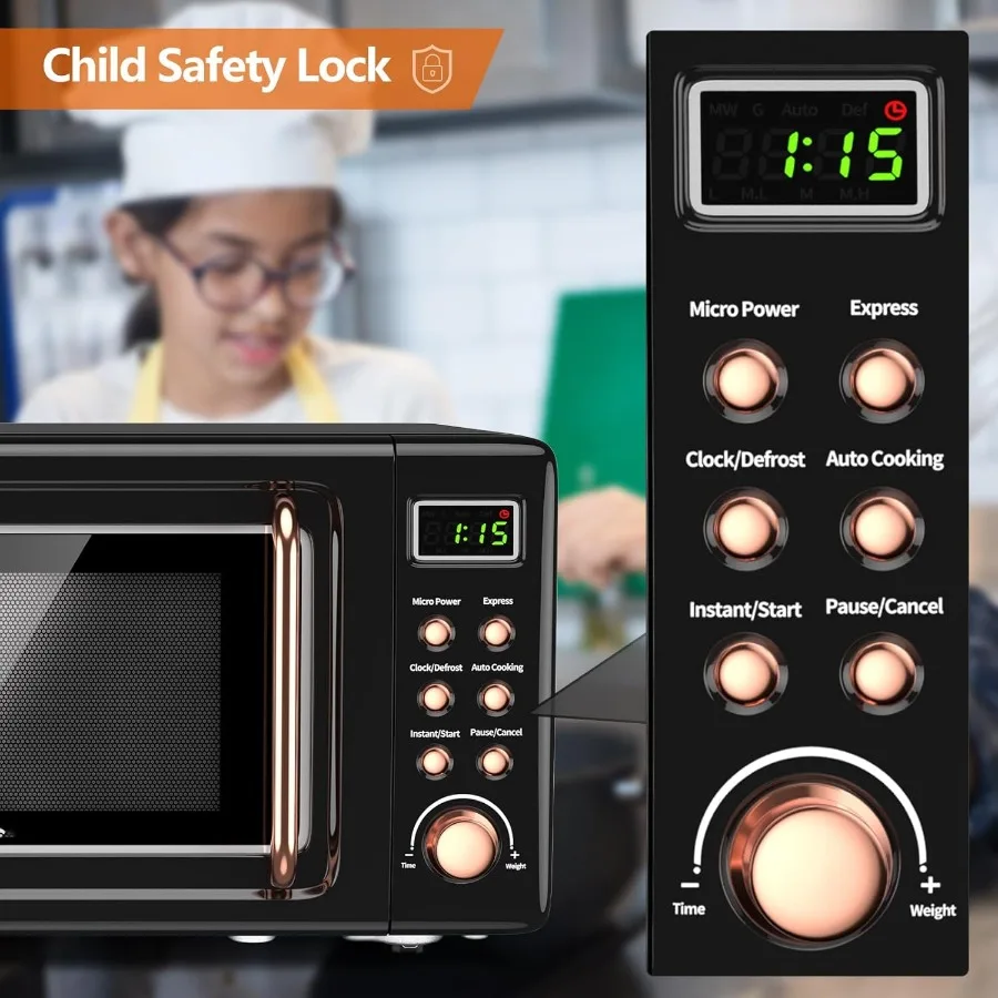 Compact 0.7Cu.ft 700-Watt Countertop Microwave Oven with Micro Power Settings Delayed Start Function LED Display Child Lock Saf