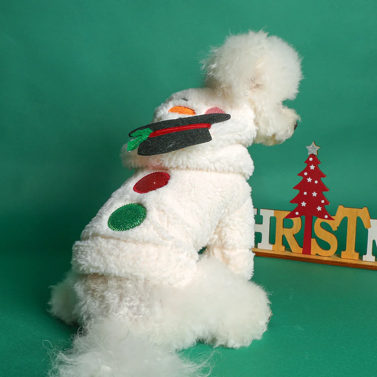 Pet Lamb Fleece Christmas Snowman Coat, Cat Clothing, Pet Hoodie with Thick Fleece Snowman Hoodie Puppy Clothes Autumn Winter