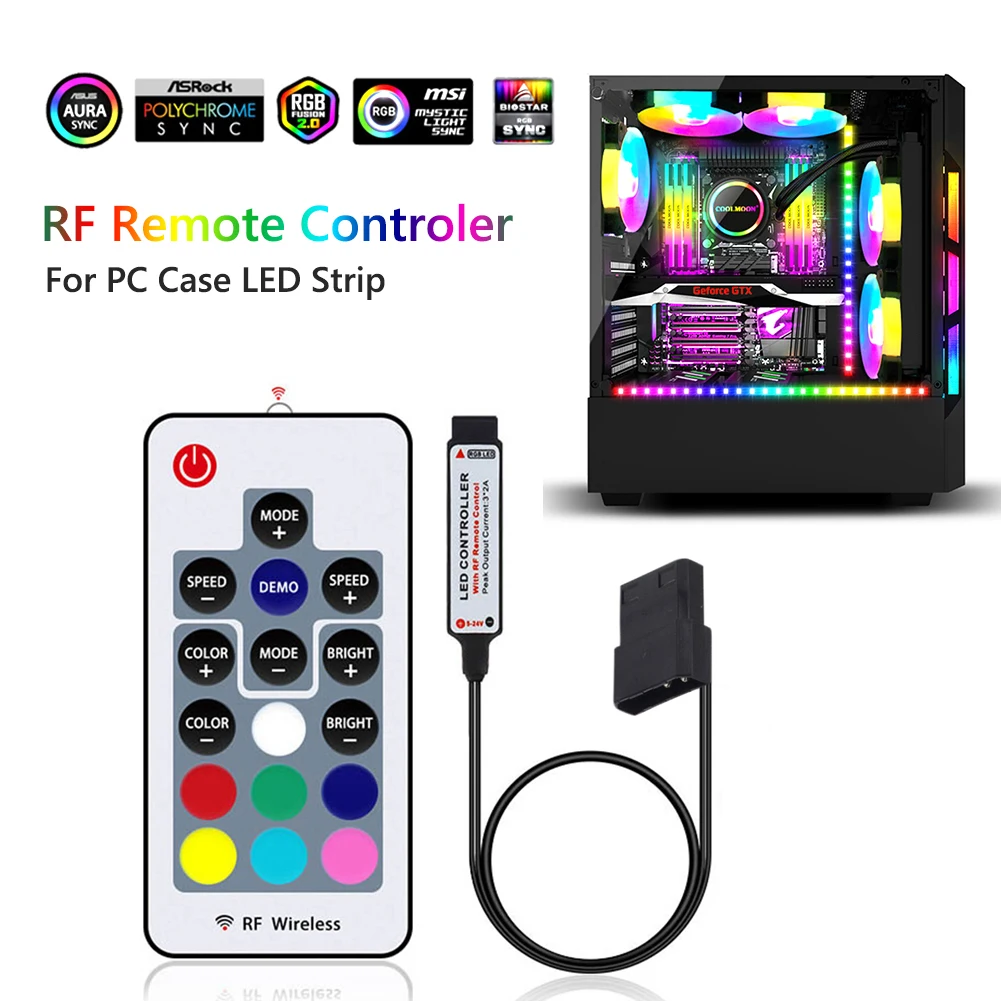 

DC12V RGB-контроллер, большой 4-контактный беспроводной светодиодный контроллер RGB, светодиодный диммер, мини-диммер для светодиодных лент RGB