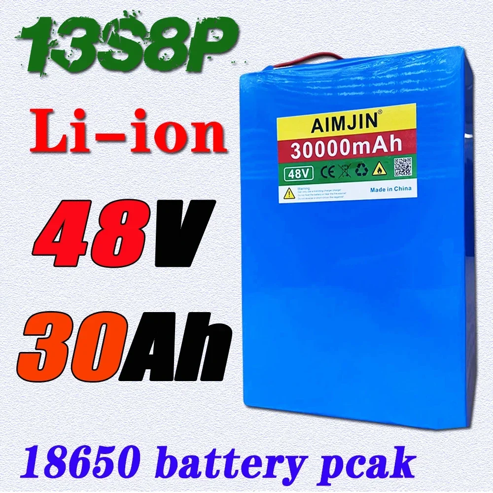 48V 30000mAh Battery 18650 13S8P Lithium Battery Pack 1000W Bicycle Battery With Built-in 50A BMS