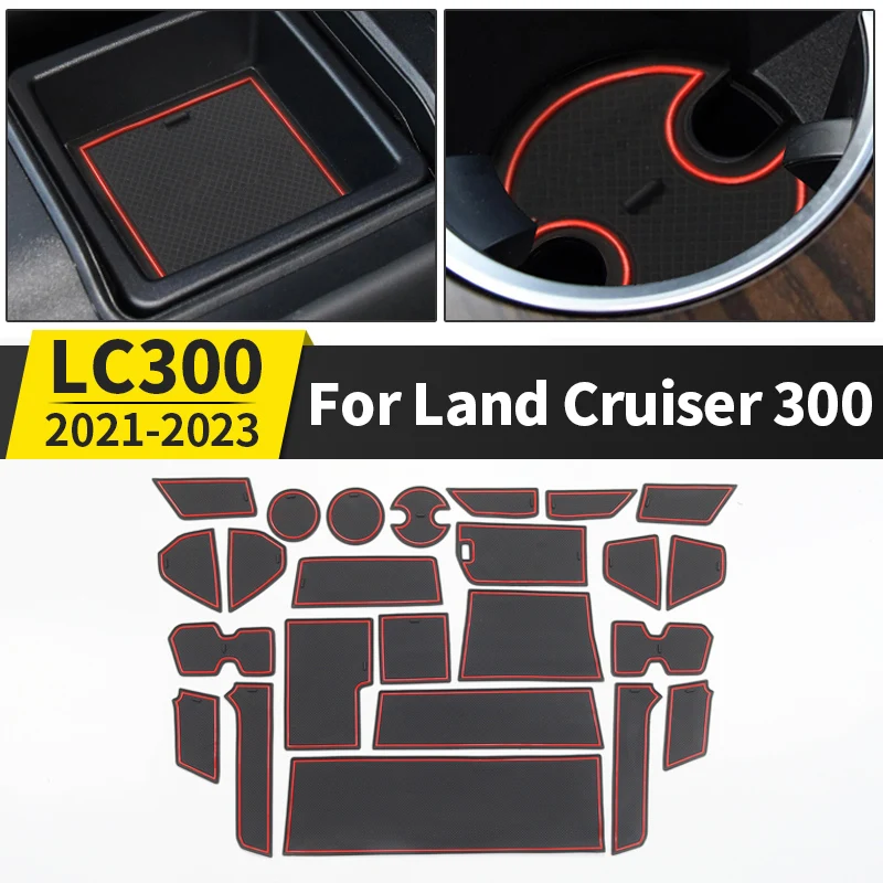 For Toyota Land Cruiser 300 2022-2026 Interior Decoration Accessories Lc300  Storage Grid Sink Water Cup Mat Storage Box Mat