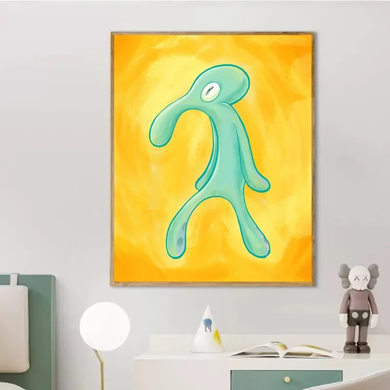 جريء و Brash معرض الفن قماش اللوحة يطبع المشارك الكرتون مضحك Squidward جدار صورة فنية الشمال غرفة المعيشة ديكور المنزل