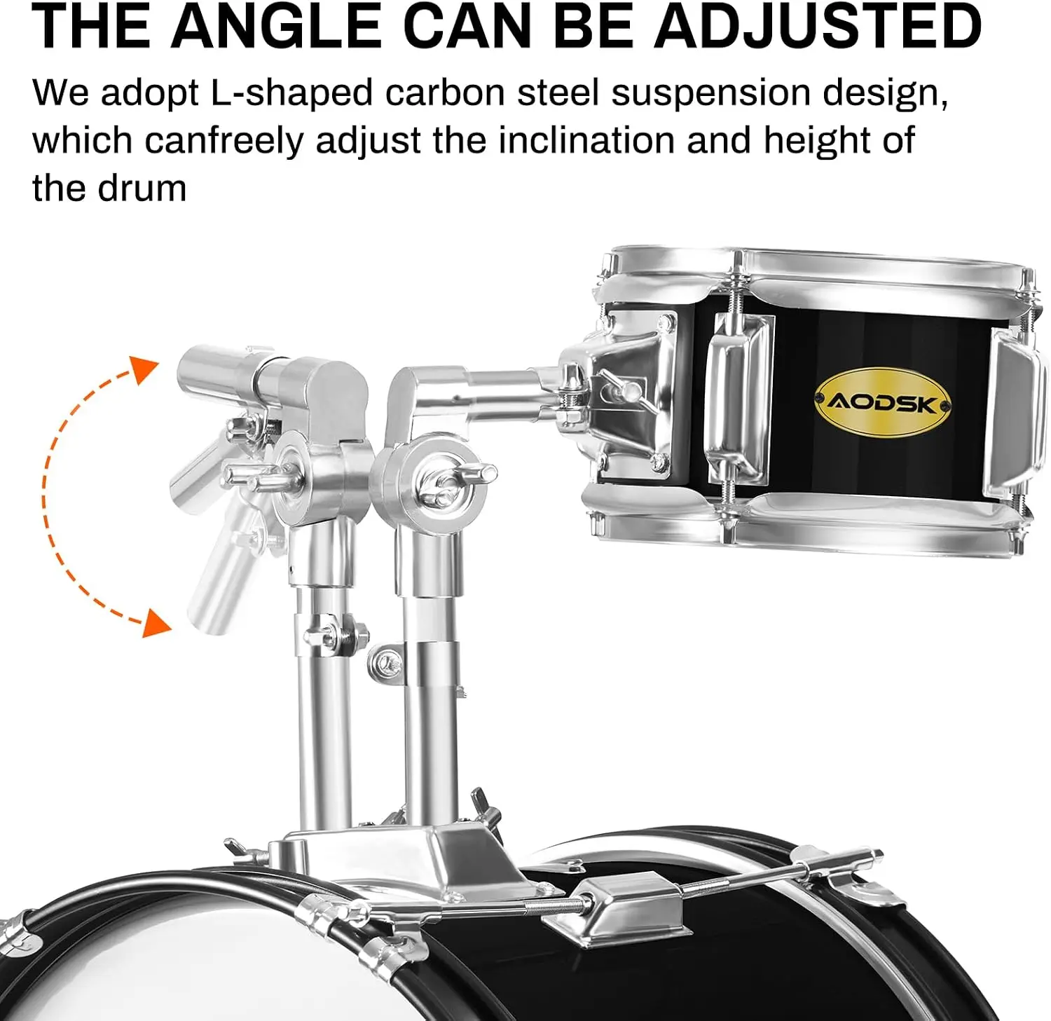 14-Inch Complete Drum Set with 5 Drums and 3 Cymbals, Full Kit Including Throne and Drumsticks