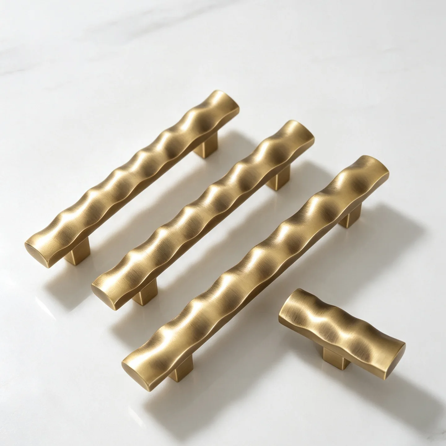 French Water Ripple Brass Handle Creative High-end Wardrobe Cabinet Door Handle Light Luxury Drawer Solid Hardware Door Handle