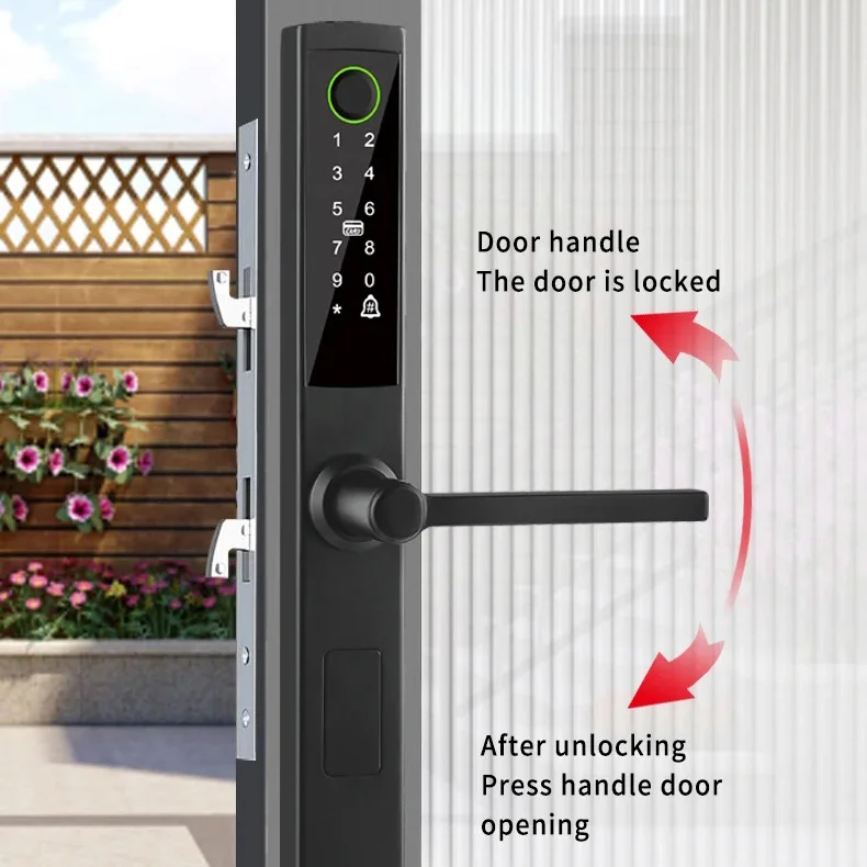 Glomarket Outdoor Waterproof Tuya Sliding Door Digital Fingerprint Smart Door Lock Aluminum Smart Lock