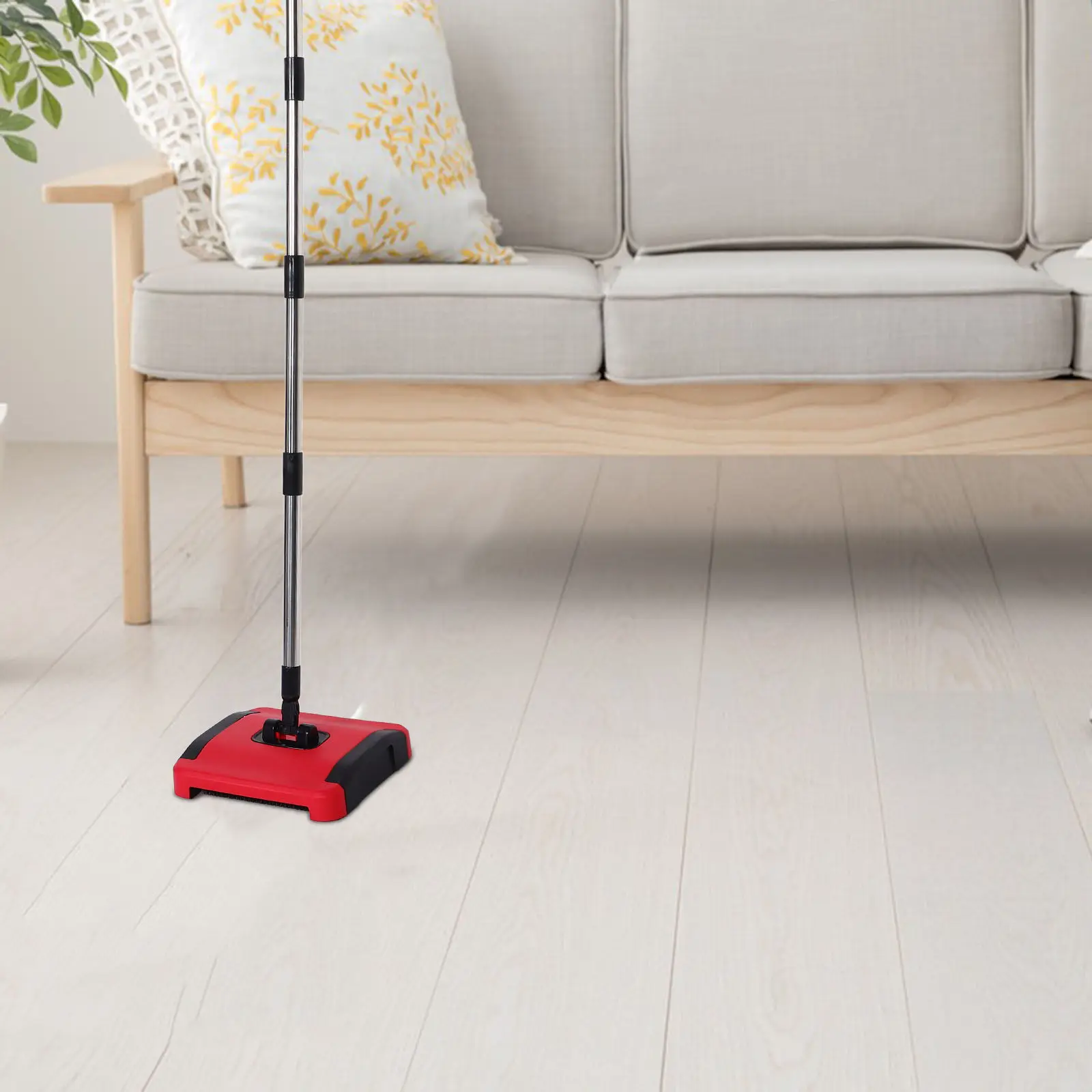 

1Set Manual Carpet Sweeper Hand Push Vacuum Cleaner Adjustable Height Rotating Brushes Pet Hair Dust Debris Removal Compact