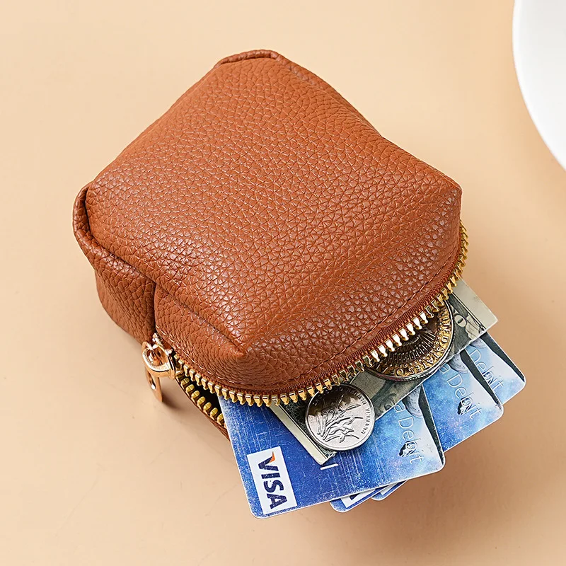 Fashion Soft PU Leather Women Men Solid Colour Coin Purse Portable Square Clutch Bag Zipper Mini Change Wallet bags