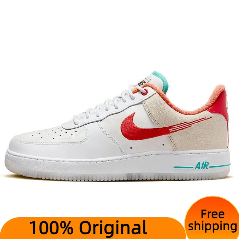 

Кроссовки Nike Air Force 1 Low '07 PRM Just Do It, белые, красные, бирюзовые