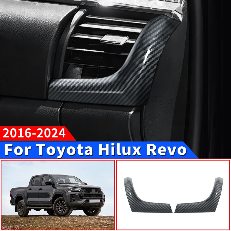 

For Toyota 2024-2016 Hilux Revo Rocco Left & Right Air Vent Cover Trim Carbon Fiber Pattern ABS Interior Decoration Accessories