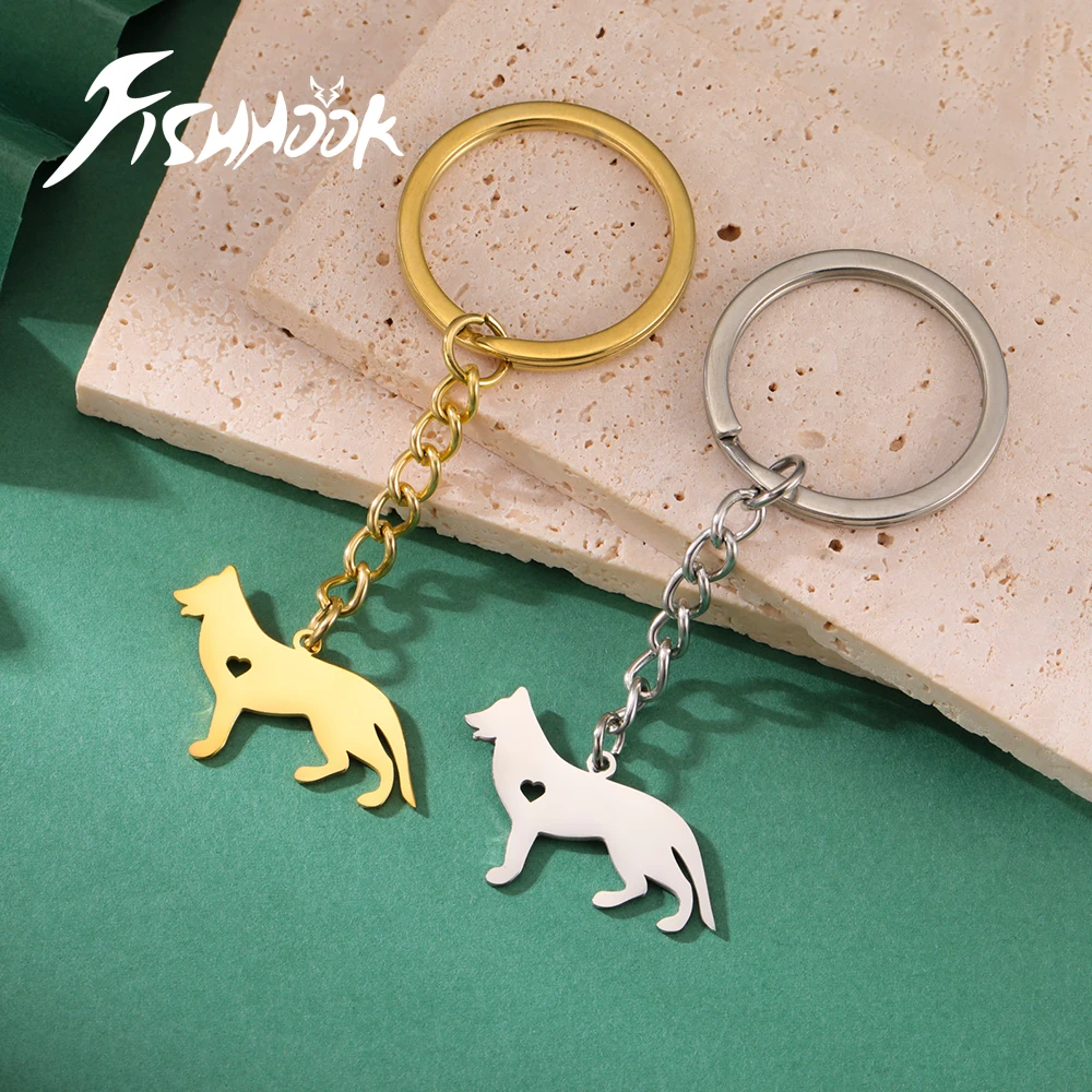 Fishhook Dog Keychain for Woman Men Kid Child Teddy Labrador Longer Beagle Retriever Key Chain Ring Stainless Steel Jewelry Gift