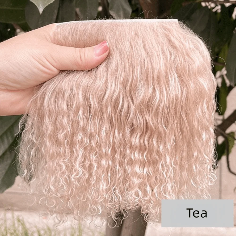 Cute Mongolia Fur Sheepskin Wool Extensions Curly Texture Hair Row Lamb Fur Pelt Durable 5*10cm SD Blyth Wigs Hair Wefts