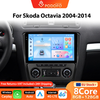 Podofo 10'' Wireless Carplay Car Intelligent System Player For Skoda Octavia 2004-2014 WIFI GPS Navigation Car Radio DSP DVR BT