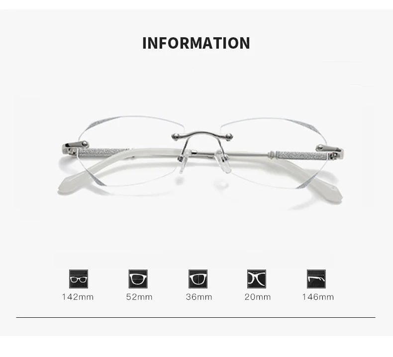 Blue Light Blocking Diamond Cutting Near Sight Glasses Luxury Ladies Myopia Eyeglasses Finished Minus Eyewear Diopter 0 To -6.0