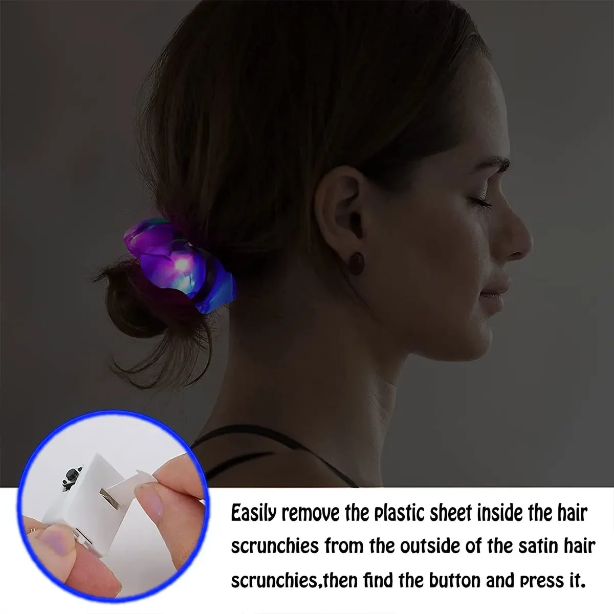 1pcs LED Luminous Hair Scrunchies Third Gear Light Up Hair Scrunchies Elastic Light Hair Bands for Halloween Christmas Party