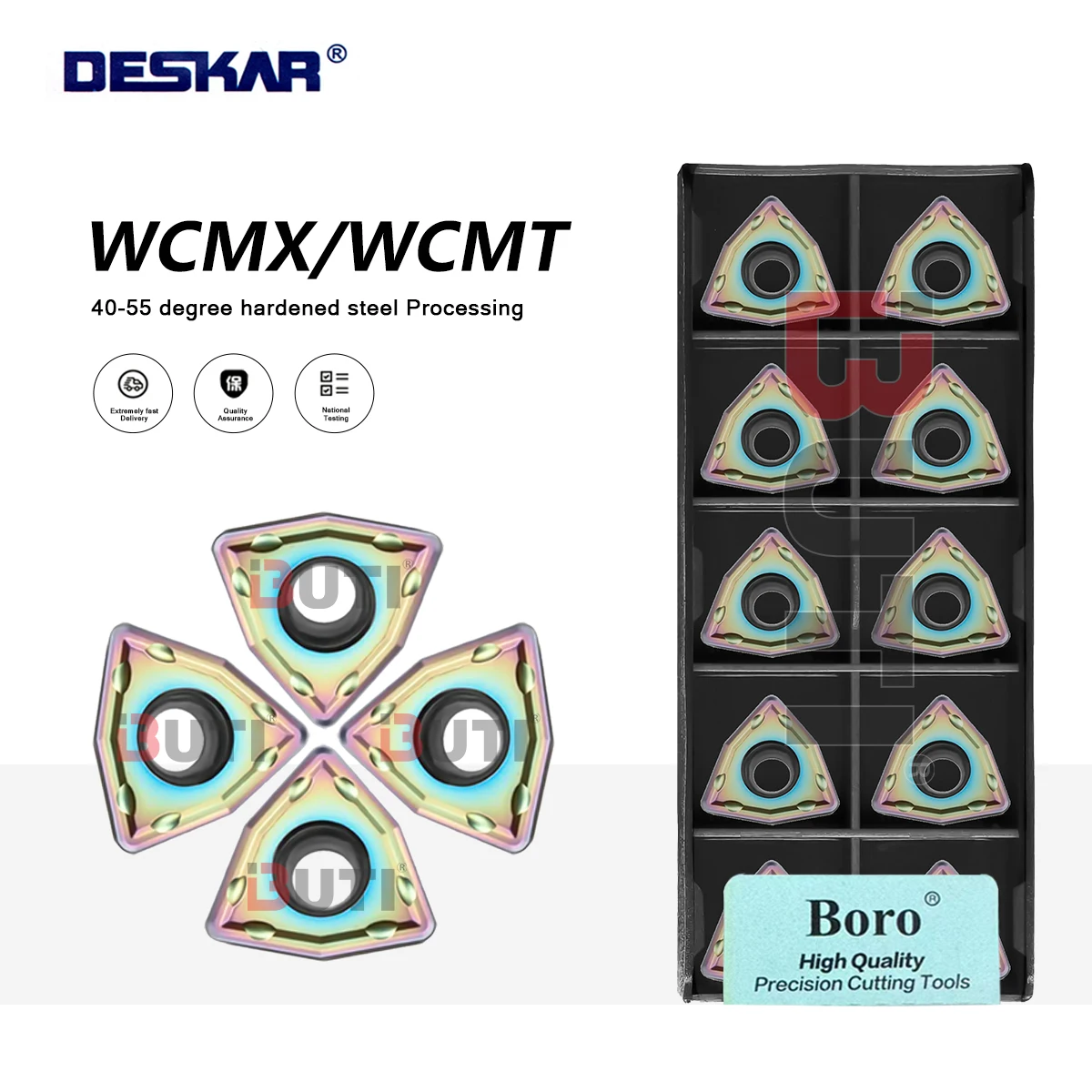 

Токарный станок с ЧПУ с цветным лезвием WCMX030208 WCMT050308-SF TF618 DESKAR 100% оригинальная U-образная вставка из закаленной стали, красочный токарный инструмент