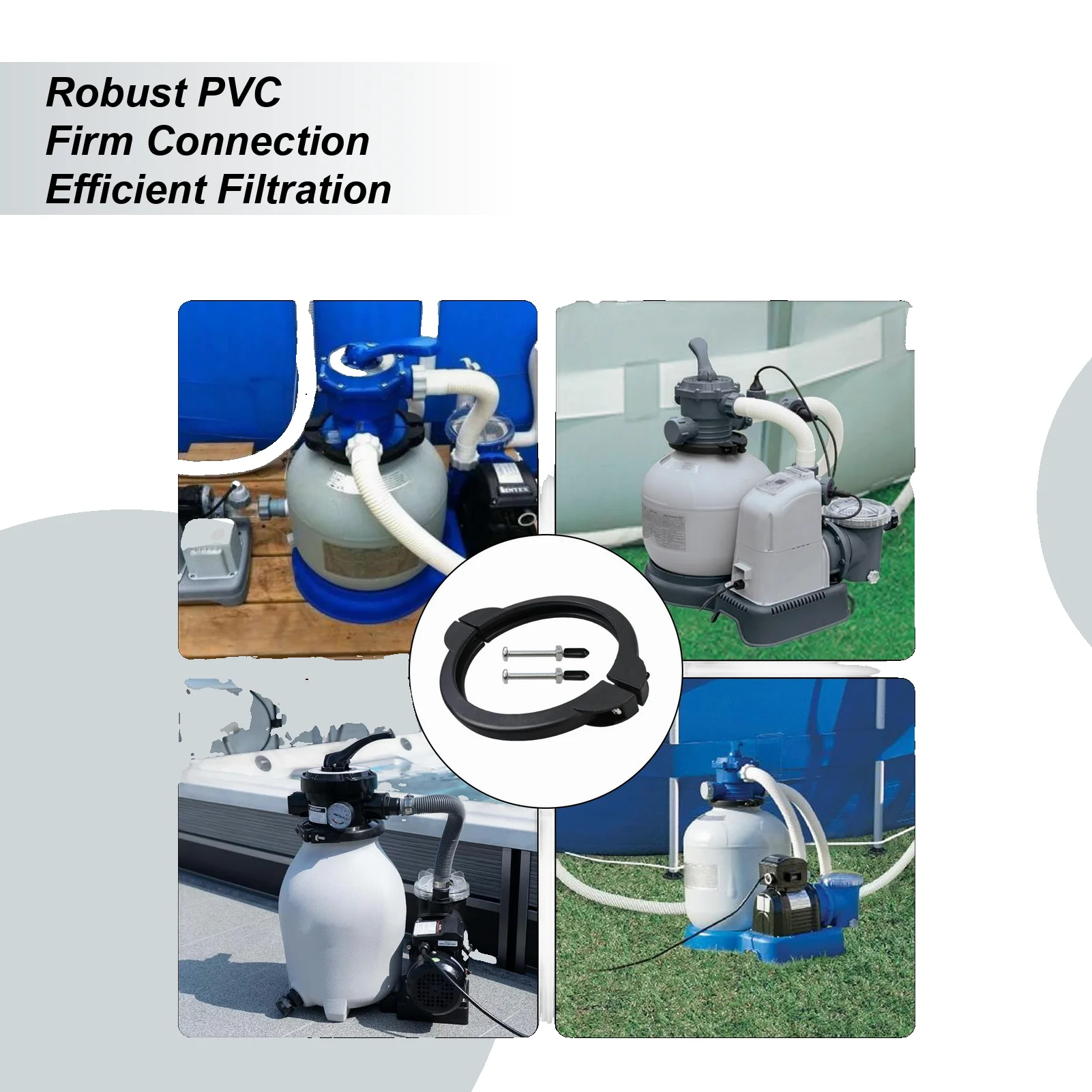 

SF80110-2 Sand Filter Clamp Collar Rings Flange Valves Clamp Pool Maintenance Set Repair Part Suitable for Filtration Systems