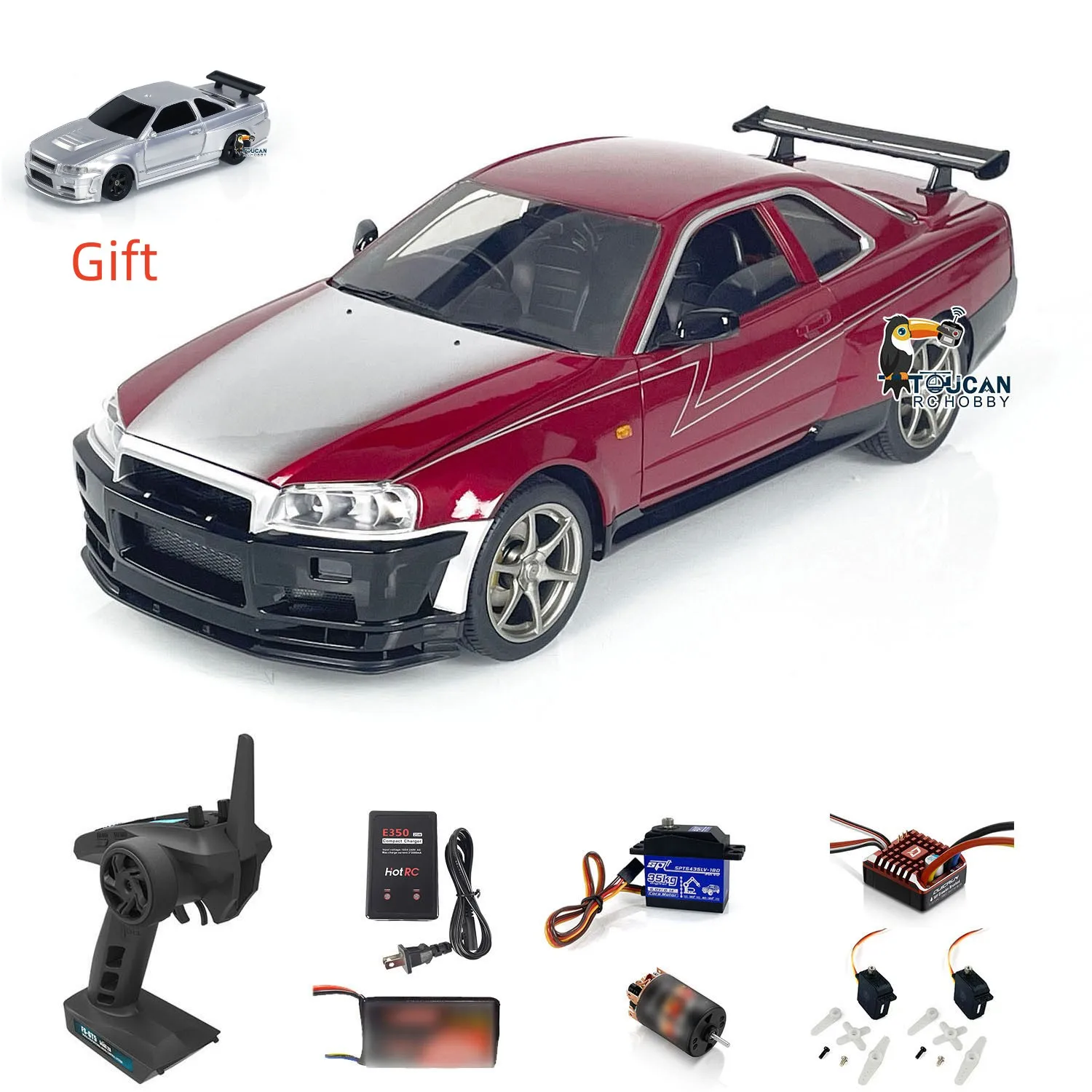 Boys Toys 1:8 Capo R34 4x4 High-speed 4WD RC Drift Car Radio Control Racing Cars DIY Painted Assembled Vehicle Model THZH1848