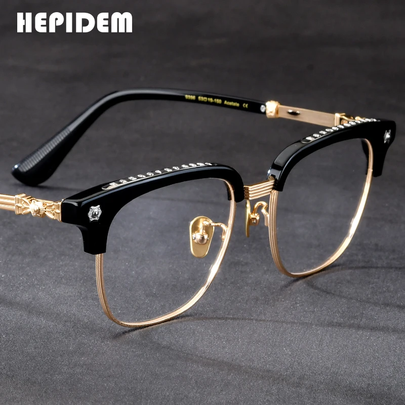 HEPIDEM Acetate Glasses Frame Men 2026 Retro Chrome Eyeglasses Women Brand Designer Square Japanese Handmade Spectacles CH 9396