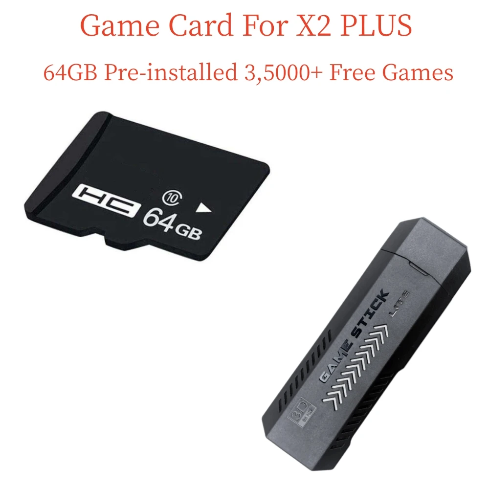 Game Card For X2 PLUS Game Stick Video Game Console 64GB 128GB X2+ Memory Card With 40000+ Free Games